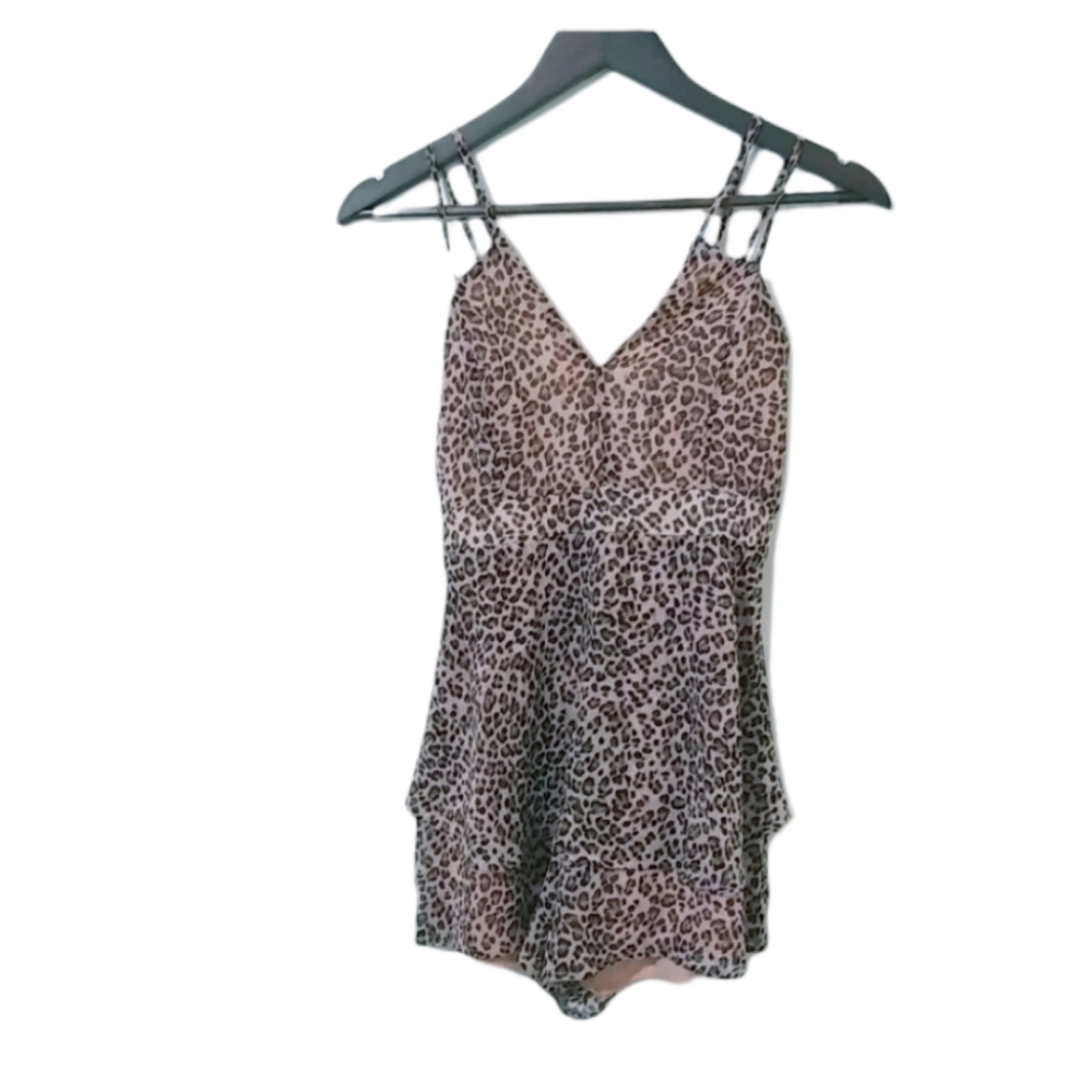 Impeccable Pig S Pink Leopard Strappy Romper